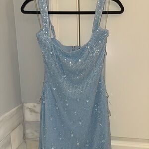 Babyboo Light Blue Sequin Beaded Party Dress